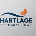 Create a simple logo for Hartlage Marketing that visually represents growth. Use Slate Blue (#244652) and Vibrant Orange (#E67A3A). (1)